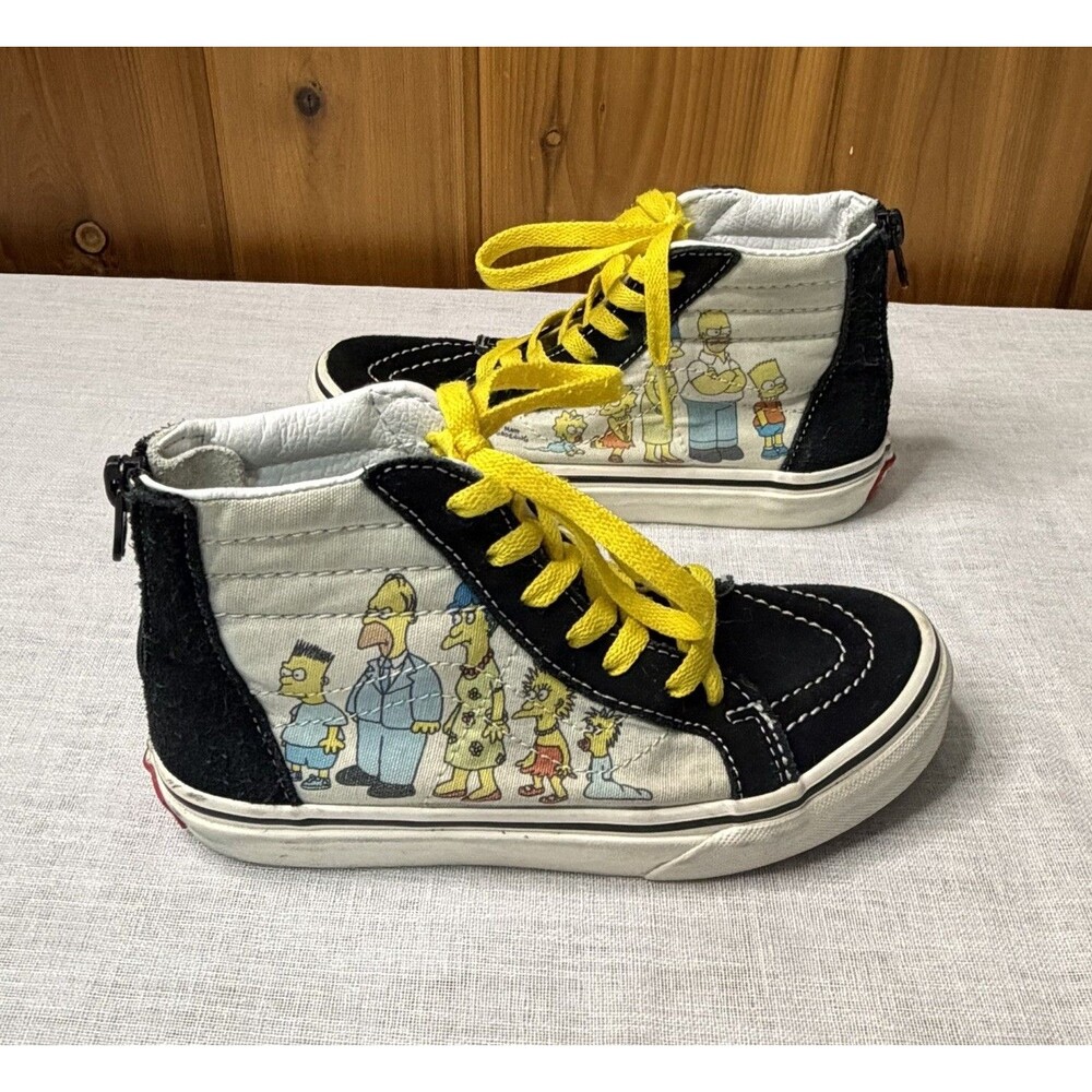 Vans x The Simpsons Sk8-hi Boy's Skate Shoes Size 1.5 Multicolor Yellow Blue